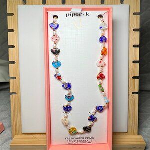 Piper K - Multicolor Heart Pearl Necklace NWT